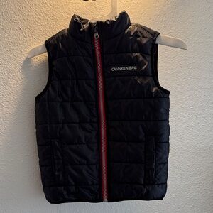Calvin Klein Jeans Black Quilted Vest with Red Zipper